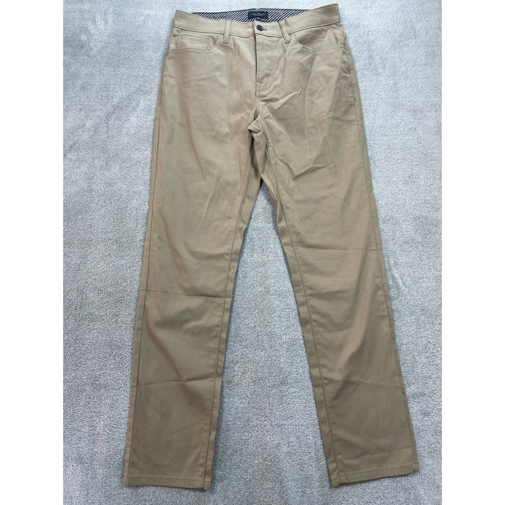 Ted Baker Chinos Pants Men 30R Tan Slim Fit Five-Pocket Stretch Cotton Trousers